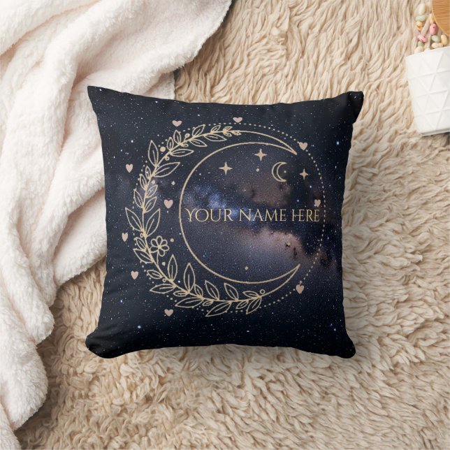Custom Mystical Moon and Starry Sky Pillow  (Blanket)