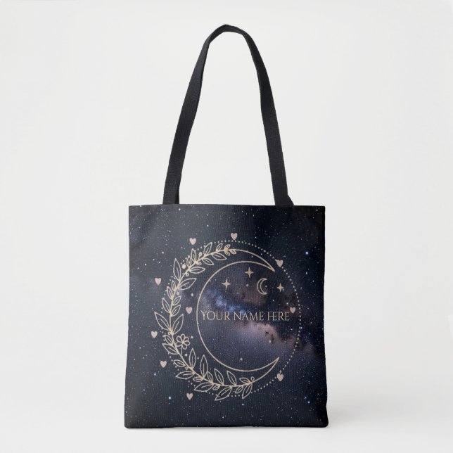 Custom Mystical Moon and Starry Sky  Tote Bag (Front)