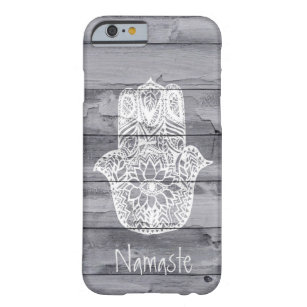 Custom namaste handdrawn Hamsa hand of fatima wood Barely There iPhone 6 Case