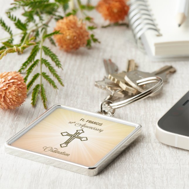 Custom Name, 10th Anniversary of Ordination Keychain (Side)