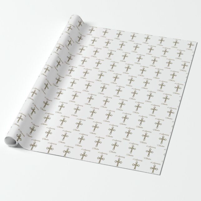 Custom Name, 10th Anniversary of Ordination Wrapping Paper (Unrolled)