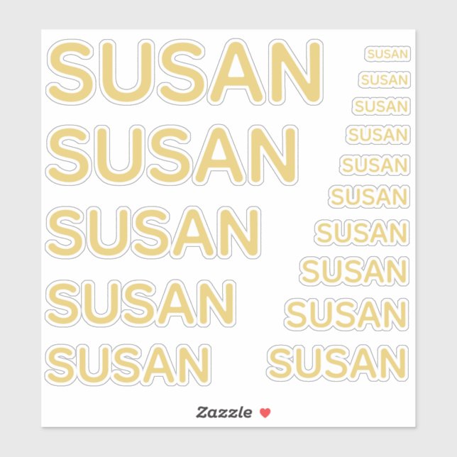Custom Name 15 Sizes Simple Golden (Sheet)