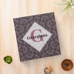 Custom Name 1920s Dusky Rose Floral Fronds Mandala Binder