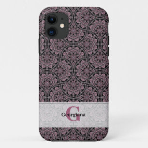 Custom Name 1920s Dusky Rose Floral Fronds Mandala iPhone 11 Case