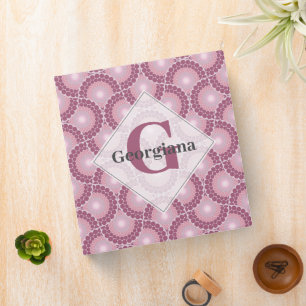 Custom Name 1920s Radiant Dusky Rose Dot Mandala Binder