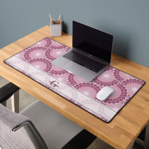 Custom Name 1920s Radiant Dusky Rose Dot Mandala Desk Mat