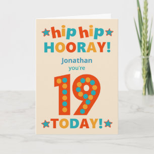 Custom Name 19th Birthday Hip Hooray Card