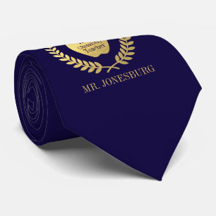 Custom Name #1 Teacher Indigo Faux Gold Tie