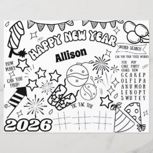 Custom Name 2026 New Years Coloring Page