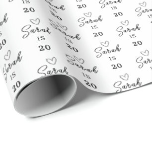 Custom Name 20th Birthday Wrapping Paper