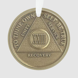 Custom Name 23 Year Sober Anniversary Medallion Ornament