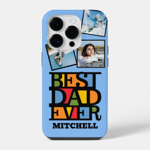 Custom Name & 3 Photos BEST DAD EVER iPhone 14 Pro Case