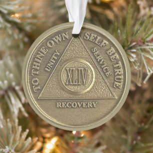 Custom Name 44 Year Sober Anniversary Medallion Ornament