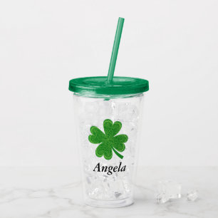 Custom Name 4 Leaf Clover St. Patrick's Day Acrylic Tumbler
