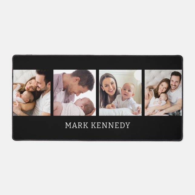 Custom Name 4 Photo Collage Personalized Black (Recto)