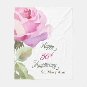 Custom Name 50th Anniversary Catholic Jubilee Nun Fleece Blanket