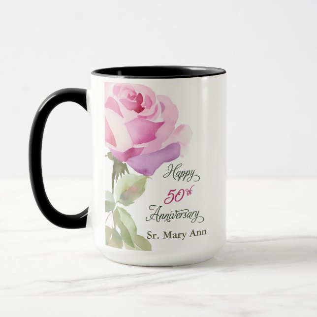 Custom Name 50th Anniversary Catholic Jubilee Nun Mug (Left)