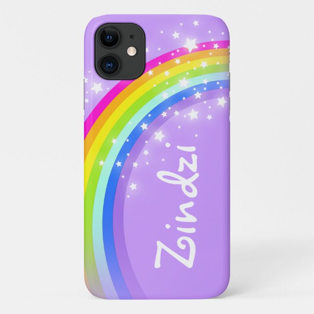 Custom name 6 letter rainbow violet iphone case (Back)