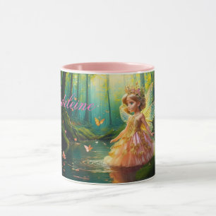 Custom Name A magical fairy in a pond Mug