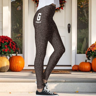 Custom Name Abstract Coffee Earthy Stone Pattern Leggings