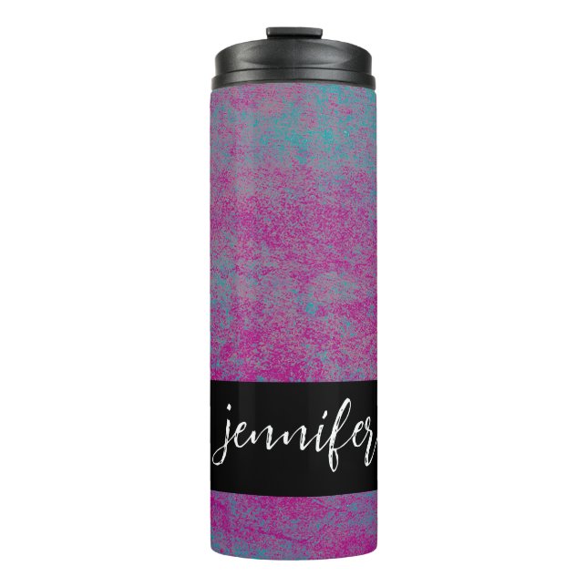 Custom name Abstract grunge texture Thermal Tumbler (Front)