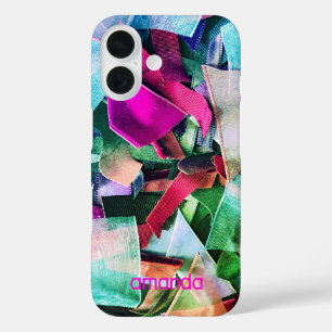 Custom Name Abstract Iridescent Colourful 3D Effec iPhone 16 Case