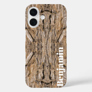 Custom Name Abstract Juniper Bark Texture Photo iPhone 16 Case