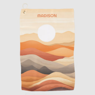 Custom Name Abstract Landscape Illustration Golf Towel