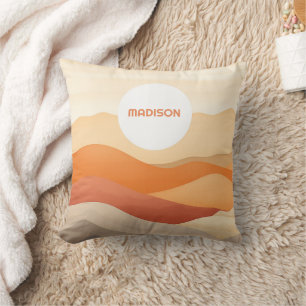 Custom Name Abstract Landscape Illustration Throw Pillow