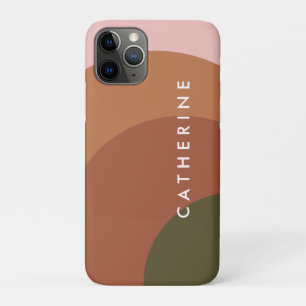 Custom Name Abstract Modern Retro Earth Tone iPhone 11 Pro Case