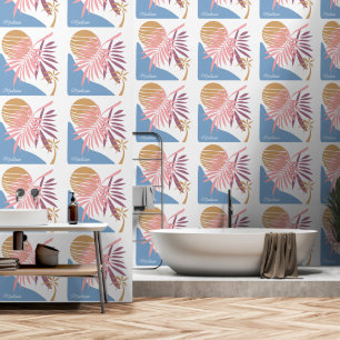 Custom Name Abstract Tropical Landscape Wallpaper
