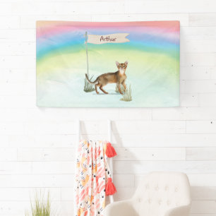 Custom Name Abyssinian Cat Pet Banner