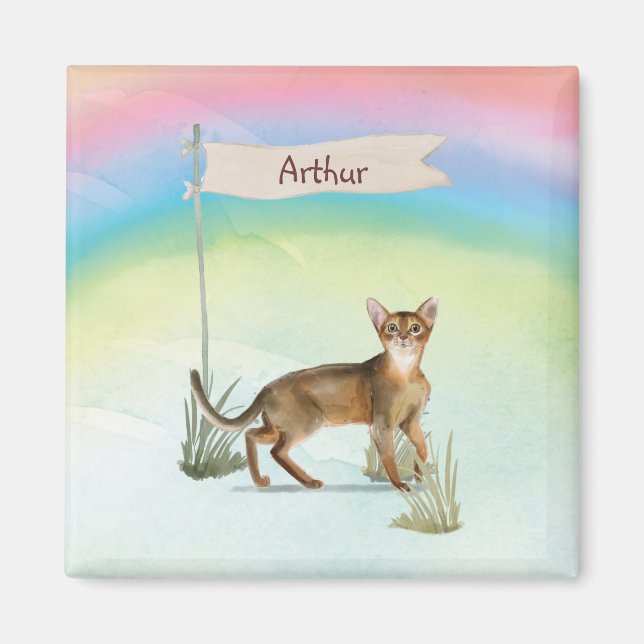 Custom Name Abyssinian Cat Pet Magnet (Front)