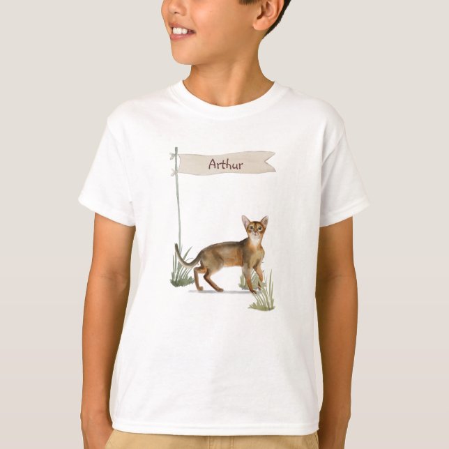 Custom Name Abyssinian Cat Pet T-Shirt (Front)