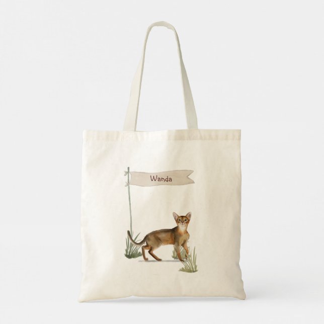Custom Name Abyssinian Cat Pet Tote Bag (Back)