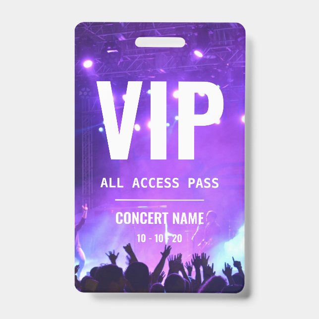 Custom name acess all access pass concert badge (Front)