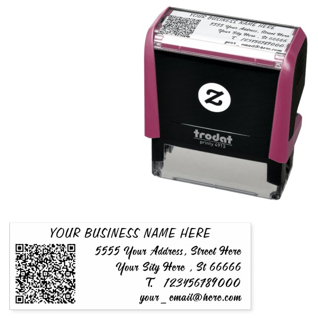 Custom Name Address Info QR Code Stamp Template (In Situ)