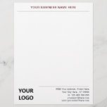 Custom Name Address Logo Info Business Letterhead<br><div class="desc">Custom Colours and Font - Your Business Letterhead with Logo - Add Your Logo - Image / Business Name - Company / Address - Contact Information / more - Resize and move or remove and add elements / image with Customization tool. Choose your colours / font / size ! Good...</div>