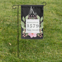 Custom Name  Address, w/ Monogram K, Floral