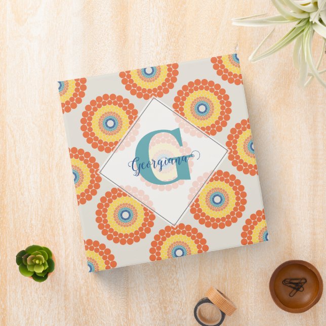 Custom Name Aegean Summer Radiant Dot Mandala Binder (In Situ)