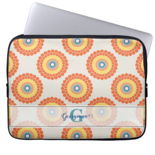 Custom Name Aegean Summer Radiant Dot Mandala Laptop Sleeve