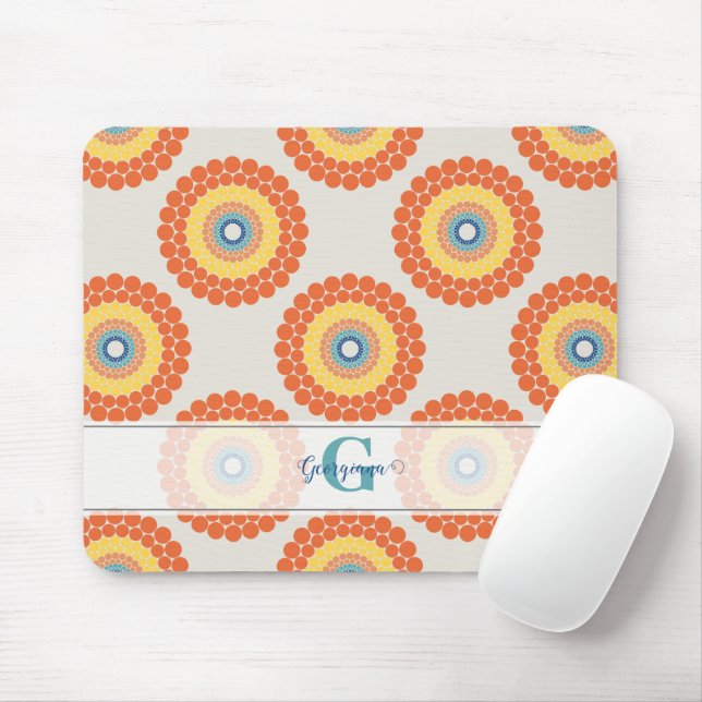 Custom Name Aegean Summer Radiant Dot Mandala Mouse Pad (With Mouse)