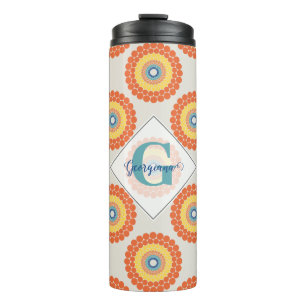 Custom Name Aegean Summer Radiant Dot Mandala Thermal Tumbler