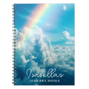 Custom Name Aesthetic Rainbow and Clouds Notebook