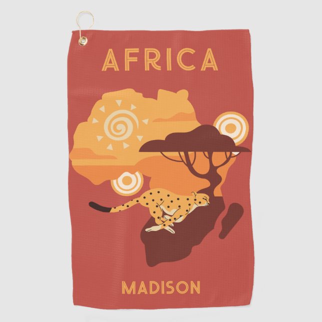 Custom Name Africa Golf Towel (Front)