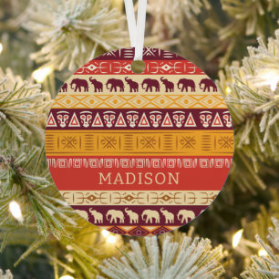 Custom Name African Pattern Metal Ornament
