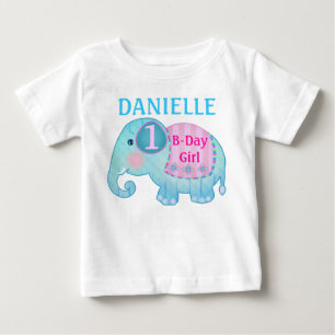 Custom Name & Age Birthday Elephant T-Shirt