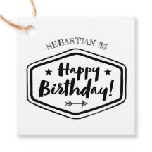 custom NAME AGE Birthday label - Men rustic tags