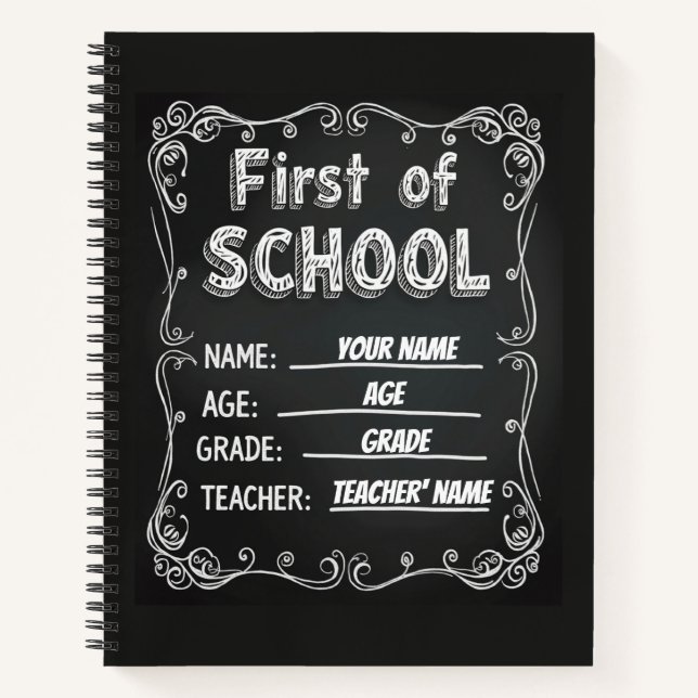 Custom Name Age Grade Template Notebook (Front)