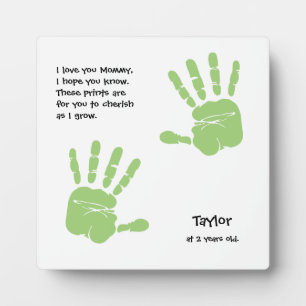Custom Name Age Kid Handprint Plaque